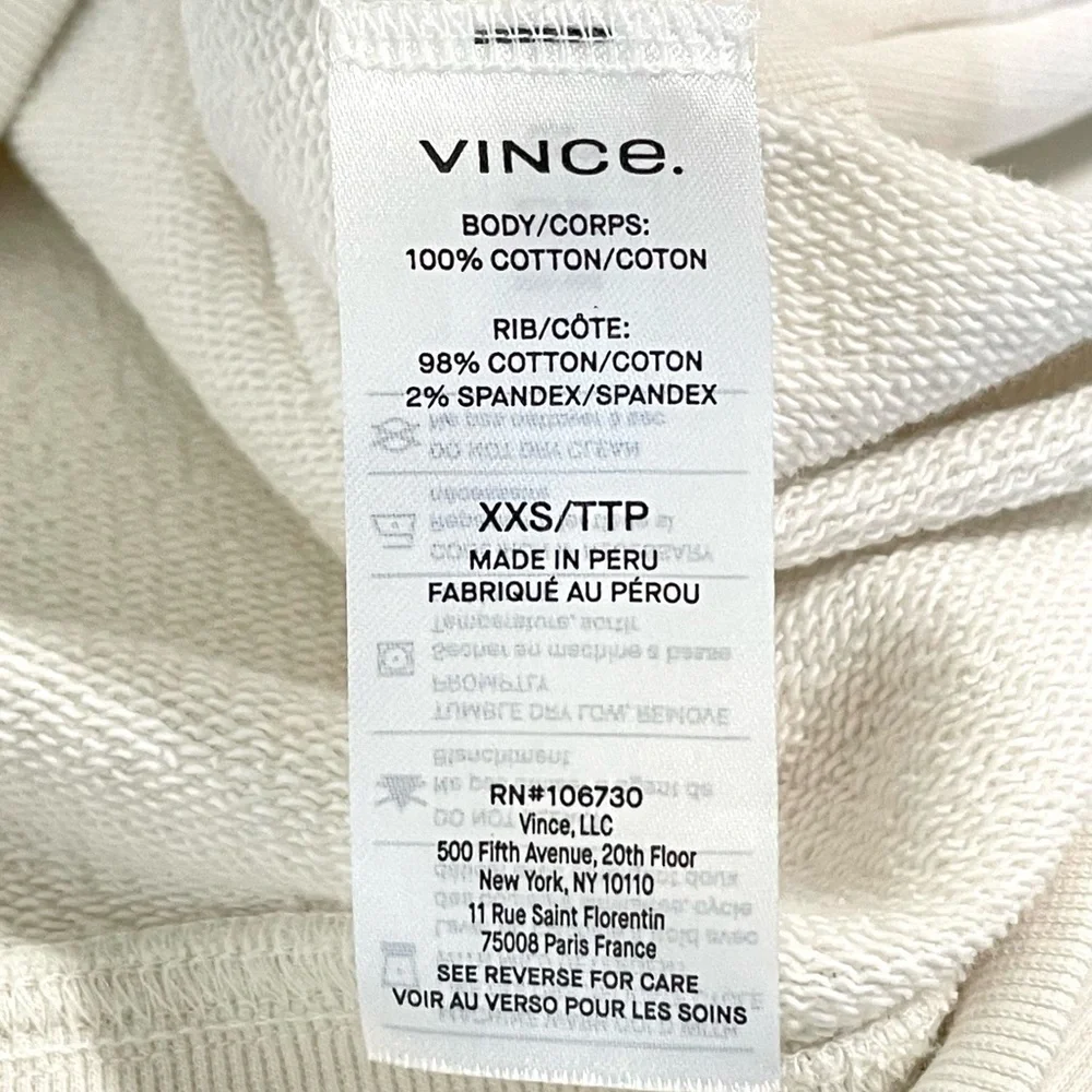 Vince French Terry Oversized Cardigan V Neck Button Front Sweater Bone XXS